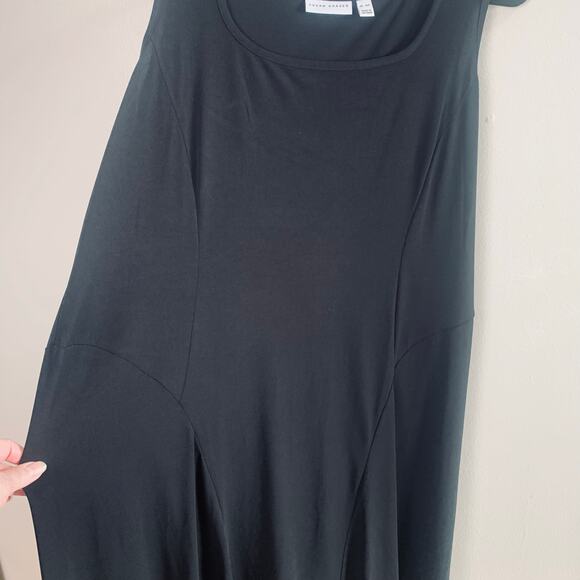 Susan Graver Siz XLP Petite Liquid Knit Sleeveless Midi Dress Black Stretch Work - Picture 4 of 7